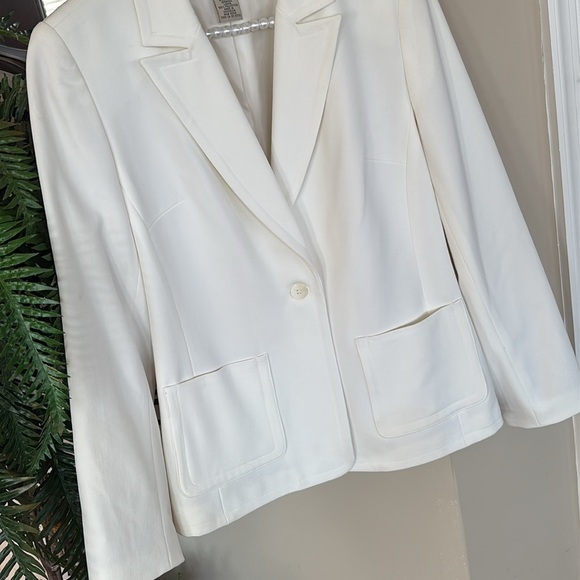 Apostrophe Petite White Buttoned Blazer Tailored Suit Jacket Lined Office Spring - Picture 4 of 14